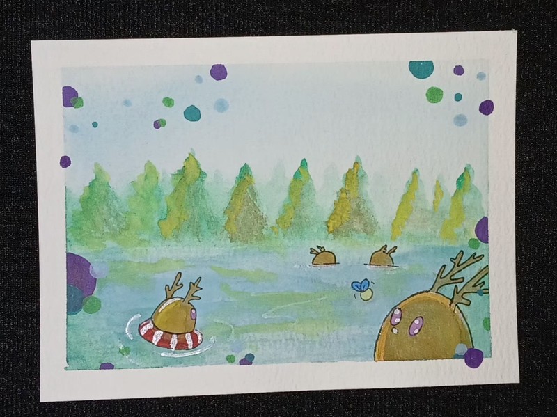 Original Quiet Creatures OOAK Fantasy Whimsical Fantasy 5×7 Painting, Signed Art