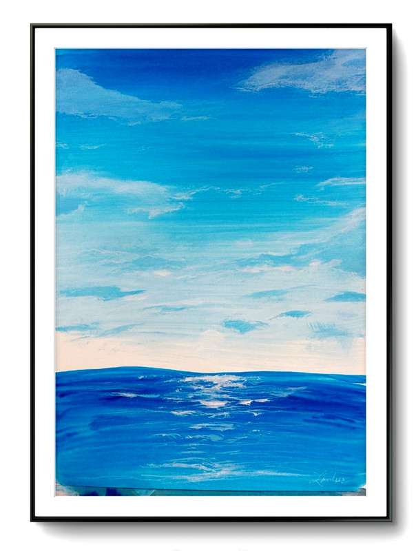 LOVELESS – »WATERY SUNSET» original acrylic on paper 11 X 15 Art