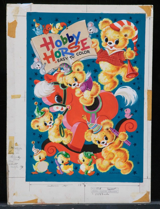 J. SCHUMACHER 1954 Original Cover Art – «Hobby Horse Easy to Color» (A145)