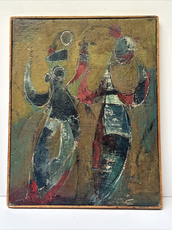 Mid Century Expressionist Painting Abstract CUBIST Modernist Modernism Mystery gallery
