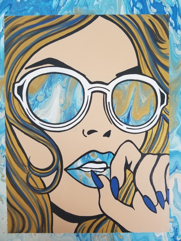 Original Acrylic Abstract Painting Pop Art signed Canvas