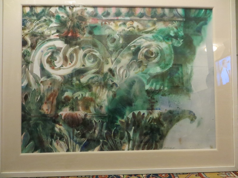 CHARLES SCHIMDT Huge Beauty! ‘Temple of Jupiter’ gouache on paper 48″x38″