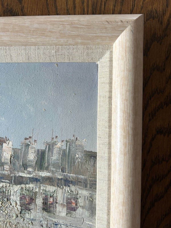Vintage Caroline Burnett Paris Street Scene Oil on Canvas Painting Eiffel Tower gallery