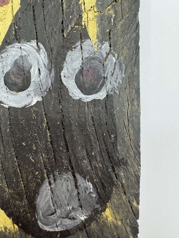 Original Mose Tolliver T Black Yellow Snake Folk Art Soda Can Tab Hanger 10"x 9" gallery