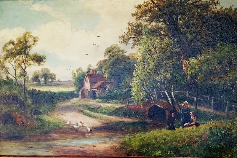 Rare Original River Fishing / Oil Painting / Robert John Hammond British ~ 1895