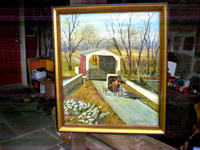 Vintage Oil on Canvas Countryside Scene known Artist, J.Esworthy Lancaster, Pa.