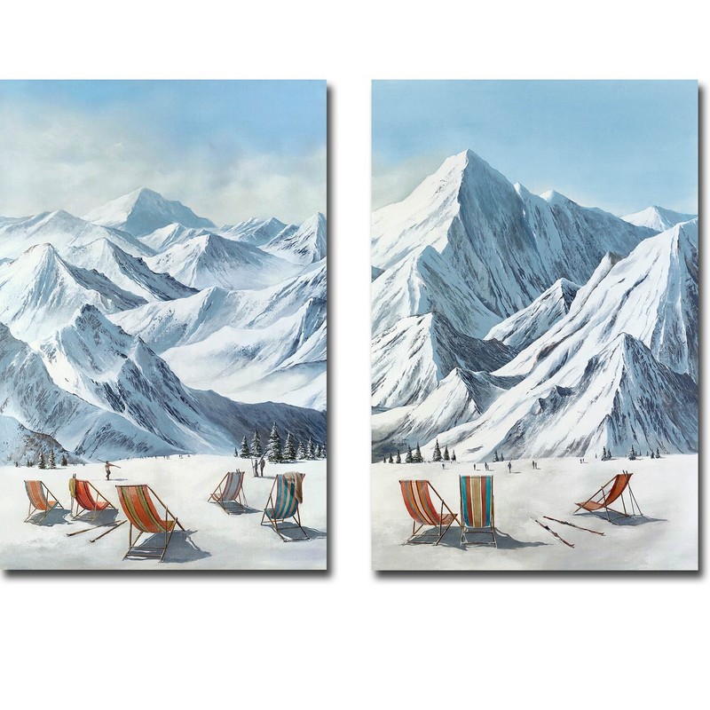 Lounging at the Lifts by Maxx 2-pc Canvas Giclee Art Set (36 in x 24 in each)