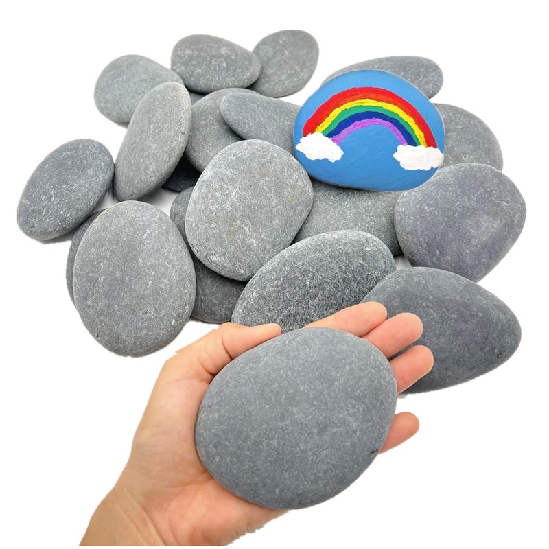 20PCS Flat & Smooth DIY Painting Rocks (3-4 inches) – Perfect for Kindness Art