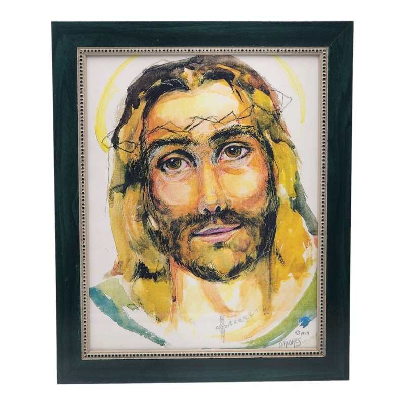 Vintage 1994 Artist D. Hughes Framed Jesus