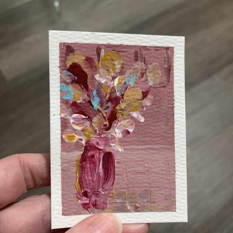 ACEO Original Painting Still Life Abstract Flowers in the Vase in Acrylic gallery