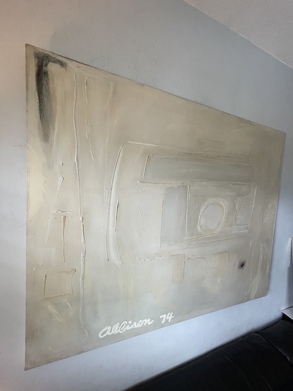 LARGE VINTAGE MODERN ABSTRACT EXPRESSIONIST OIL PAINTING OLD MODERNISM 1974 gallery