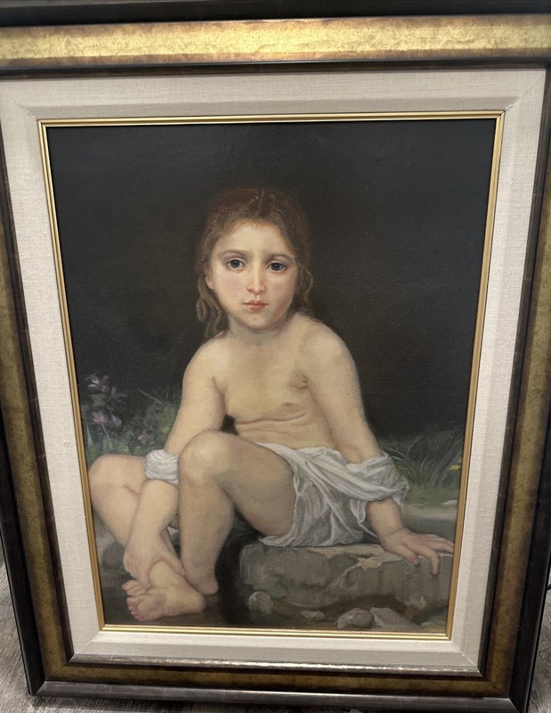 Girl At Bath after Bouguereau Gicle Oil On Wood 32×26” Mormon Artist