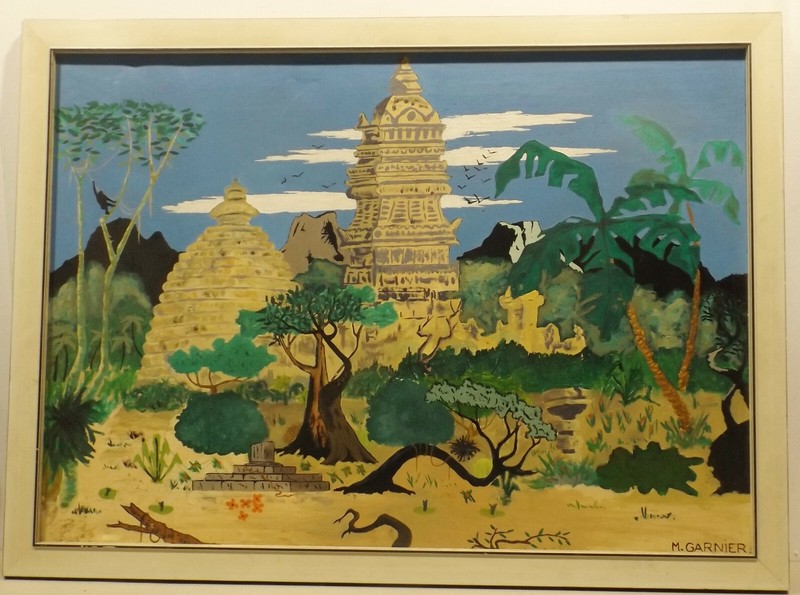 » Südasiatische Landscape View With Temple » Oil Lwd. SIGN.M.GARNIER