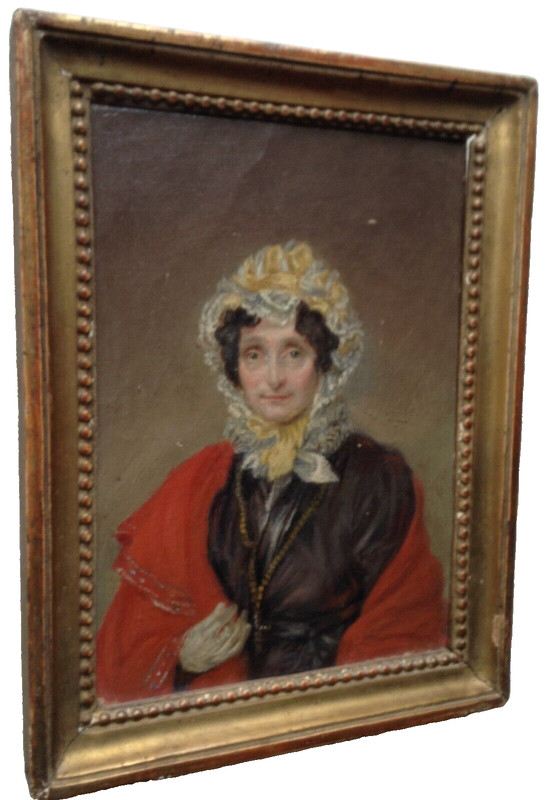 Original Antique French Romanticism Oil on Canvas 1810's - Portrait of a Lady gallery