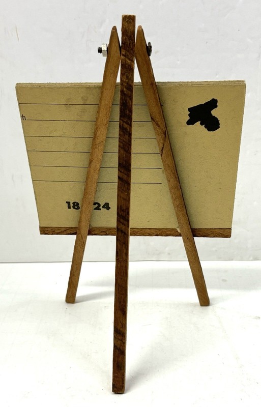 Vintage Miniature Oil Painting Covered Bridge on Wooden Easel Shelf Decor 5x4 in gallery