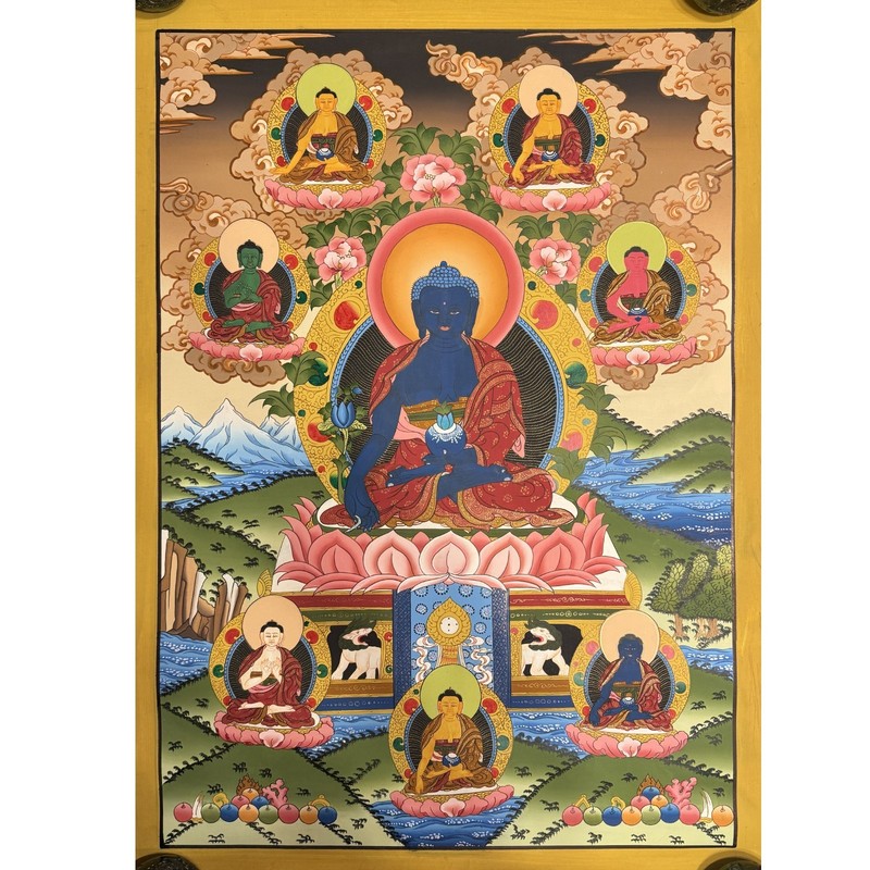 Medicine Buddha Thangka Painting, Healing Buddha Thanka, Good for Health