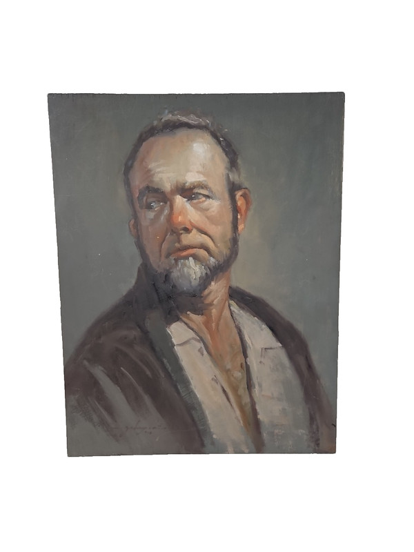 Original Oil Painting on Board James L Johnson Listed Artist Bust of Mormon Man