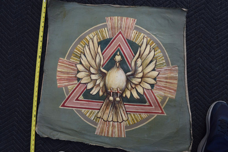 + Older Church Painting on Canvas, The Holy Spirit, 28" x 29" (DD19) chalice co. gallery