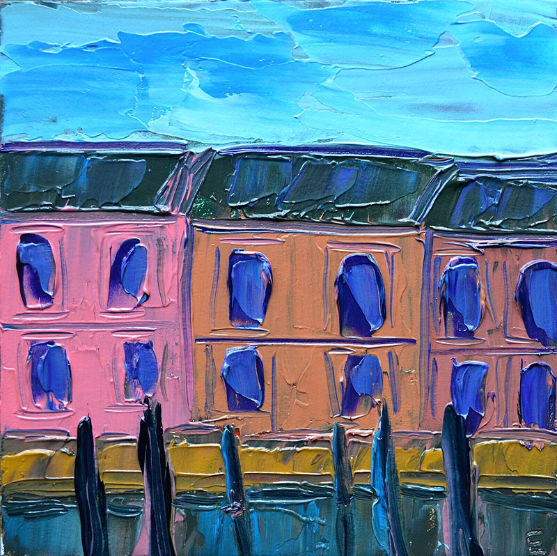 Original Painting Venice Original Artwork Italy Oil City Landscape size 6 x 6″