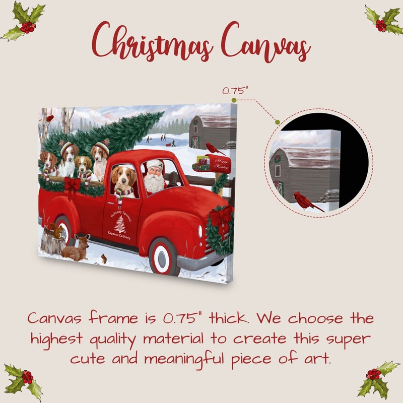 Brittany Spaniel Dog Canvas .75" Personalized Digital Painting Christmas NWT gallery