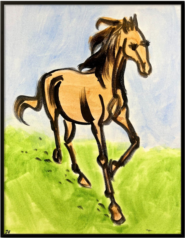 Running Horse Painting, Expressive Equine Art 11×14