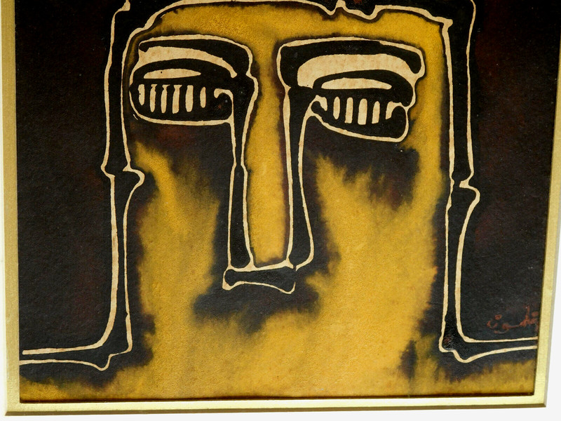 UNIQUE MIDDLE EASTERN SIGNED ORIGINAL MIXED MEDIA COLLAGE gallery