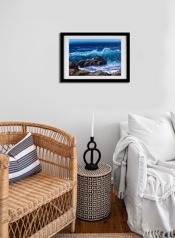 Original Ocean Wave Oil Painting Framed Graham Gercken Seascape Blue Sea Canvas gallery