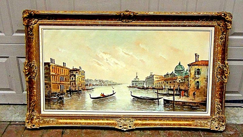 ANTONIO DEVITY(1901-1993,ITALY)ORIGINAL OIL ON CANVAS «WATERWAY IN THE VENICE»