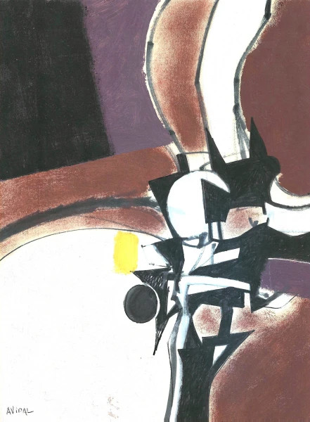 ANTONIO VIDAL. Untitled Painting – Signed. Mixed Media on Paper – Cuban Art .COA