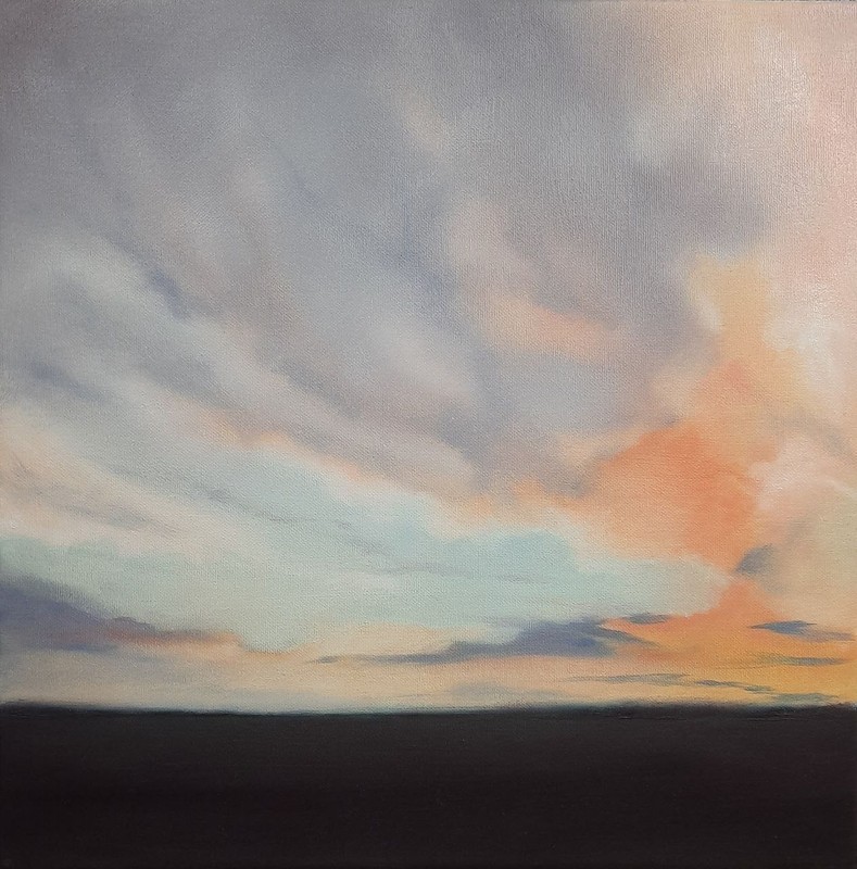 art 478 original painting 40×40 сm oil on canvas MK evening sky modern