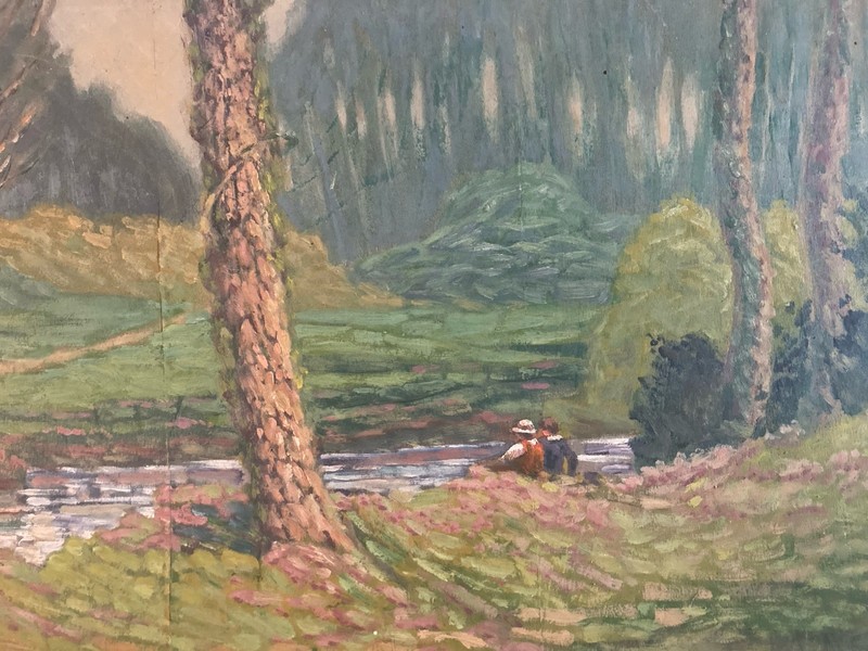 Beautiful Oil Painting Wood Panel Pointillism Pointillist Impressionist Art
