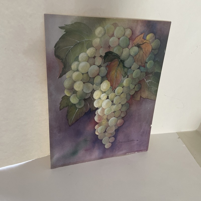 Janice Sumler White Grapes Painting Print. 11” X 14” Signed Reproduction EUC