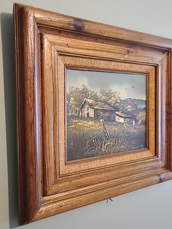 Vintage MCM Framed Oil Panting 16x18 Farmhouse Cottage Core gallery