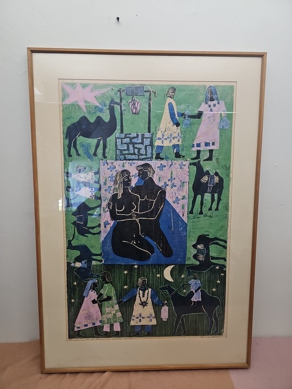 Rebekah and Isaac’s wedding By Zoravia Augusta Bettiol Signed Lithograph Framed