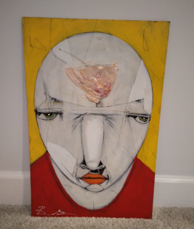 MICHAEL BANKS Outsider FOLK ART PAINTING MAN PORTRAIT 24 x 16″ ALABAMA