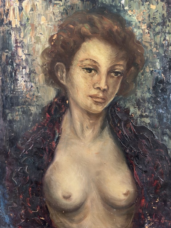 French School Oil On Panel Signed By Banguy Exhibition Deauville 1953 gallery