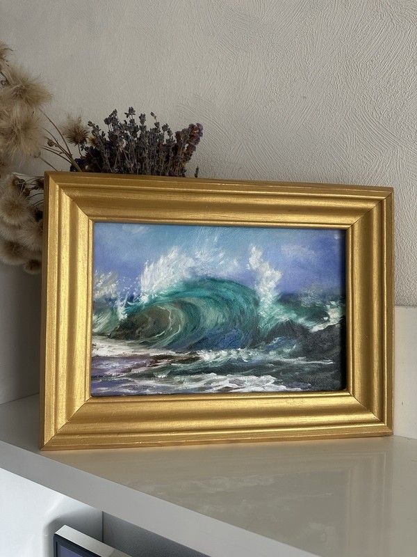 original oil painting Seascape Wave 20х30cm Wall Art Contemporary Art Green Wave gallery