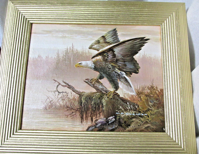 M.P. Elliott Oil Painting – Bald Eagle – 13 X 12