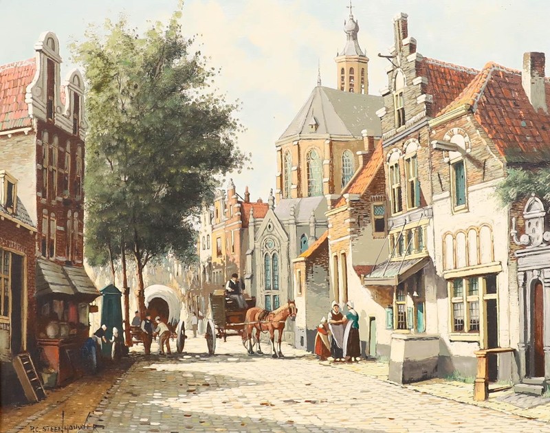 Pieter Cornelis Steenhouwer (1896-1972) - Mid 20th Century Oil, Cobbled Street gallery