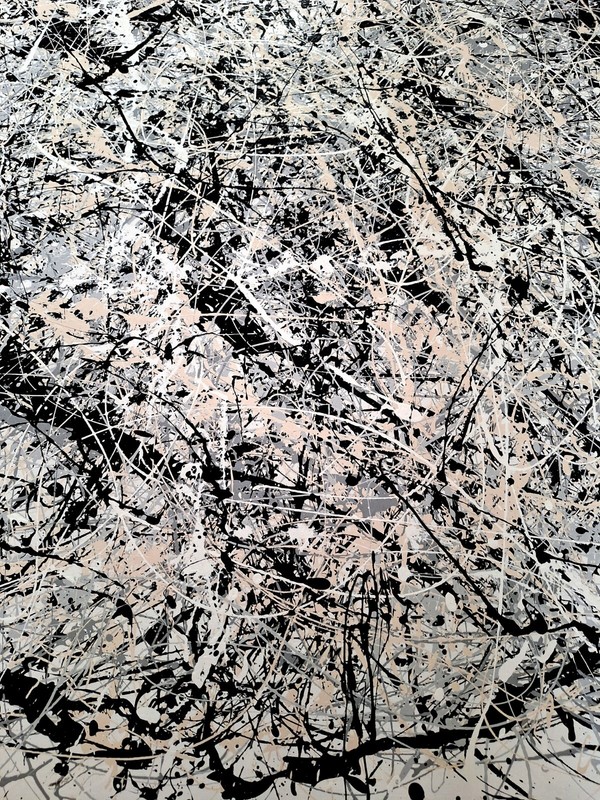 Original Abstract Action Painting jackson pollock style unstretched 36×41 Canvas