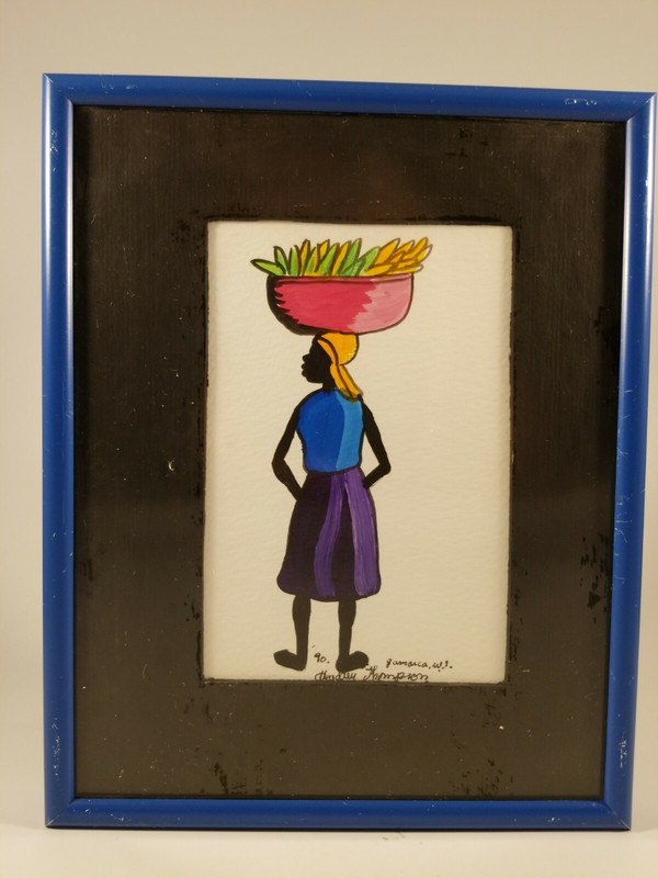 Original Headley Thompson 1990 Miniature Painting Jamaica Signed. Framed. gallery