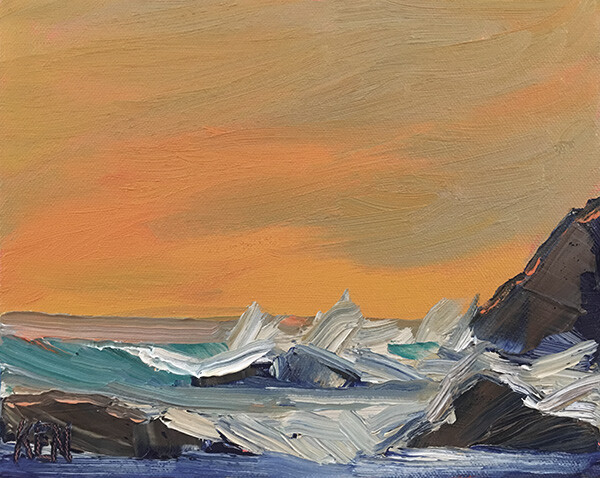 HAZY CLOUDS Original Expression Seascape Oil Painting 8×10 032819 KEN