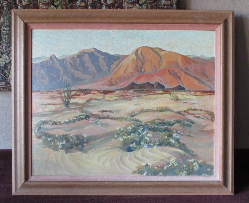 Joan «Jo» Burke California Listed Artist, Oil Painting on Board, 1960