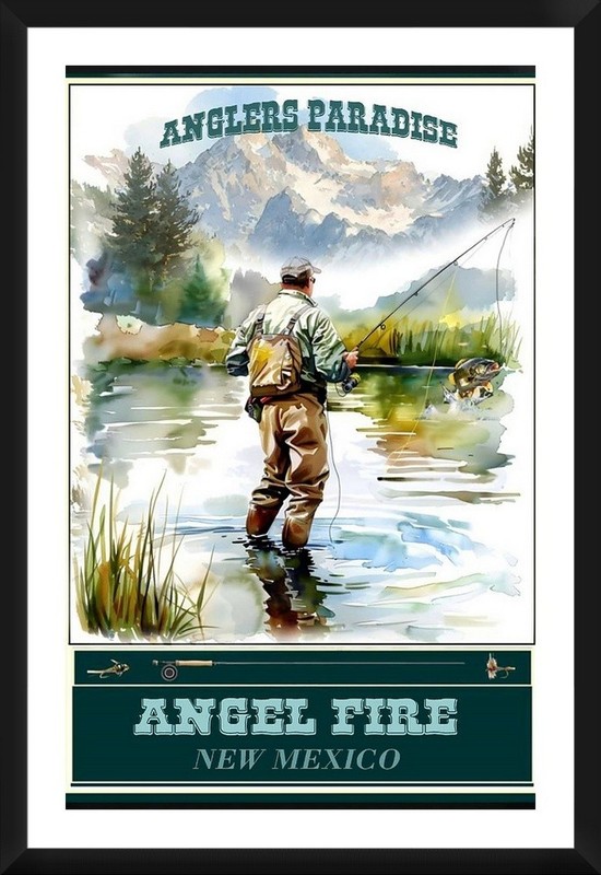 Angel Fire New Mexico Fly Fishing Travel Poster for Prints Framed or Canvas gallery