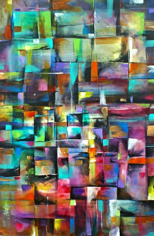 decorative art abstract painting multi color original Michael Lang one of a kind gallery