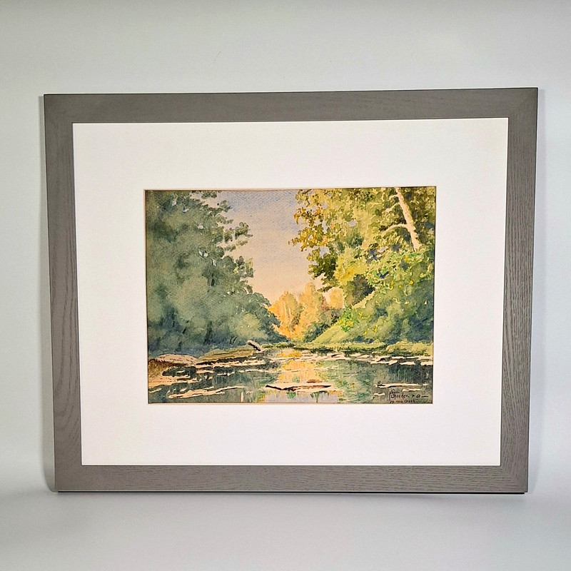 Vintage Landscape Watercolor Painting 14 Mile Creek Signed Titled Dated Framed