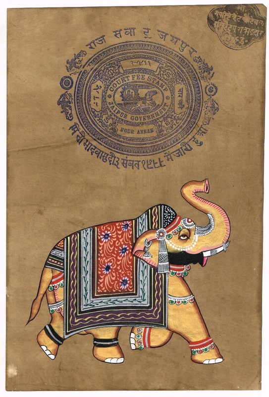 Indian Royal Elephant Painting Hand Miniature Animal Art On Paper 9×13.5 Inches