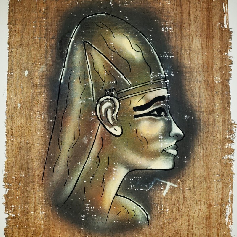 ANCIENT EGYPTIAN PAPYRUS PAINTING on Handmade Paper SIGNED Queen Tohutmos ISIS