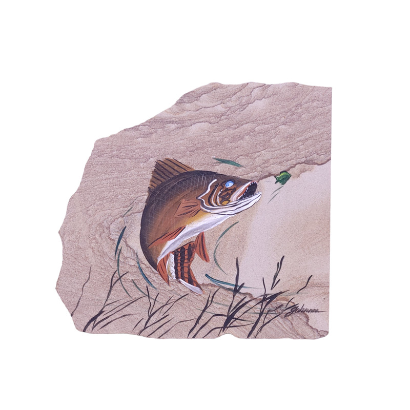 Hand Painted Stone Fish Decorative Art Minnesota Fishing River Outdoors