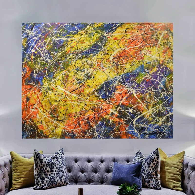 Jackson Pollock Styl Giant Profesional Painting 84”X62” (7 Foot) Abstract Modern gallery